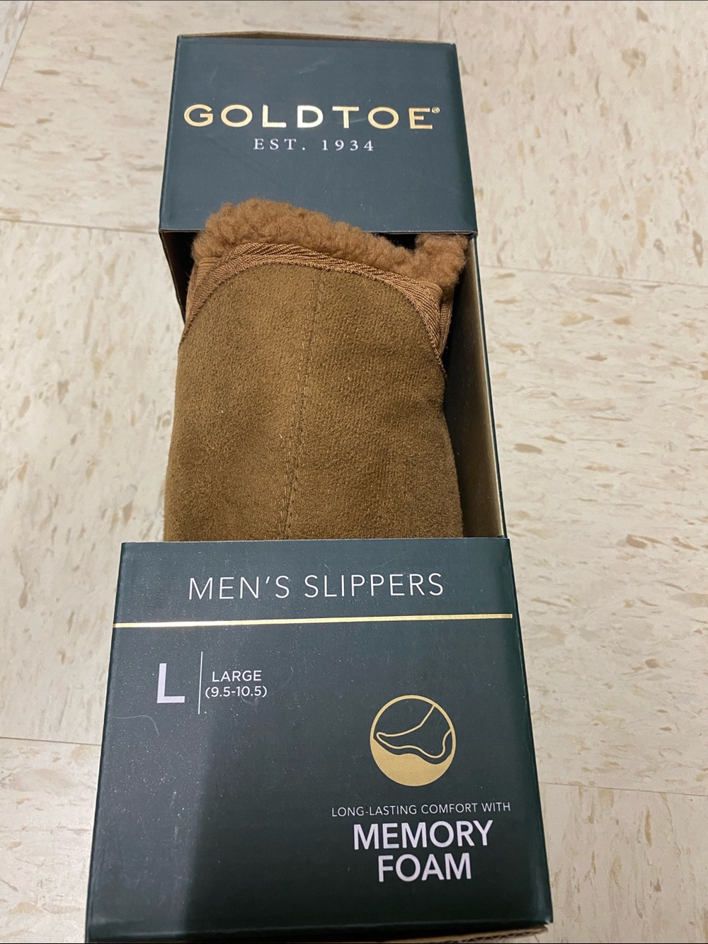 GoldToe Men's Brown Slippers. Size Large (9.5 - 10.5).